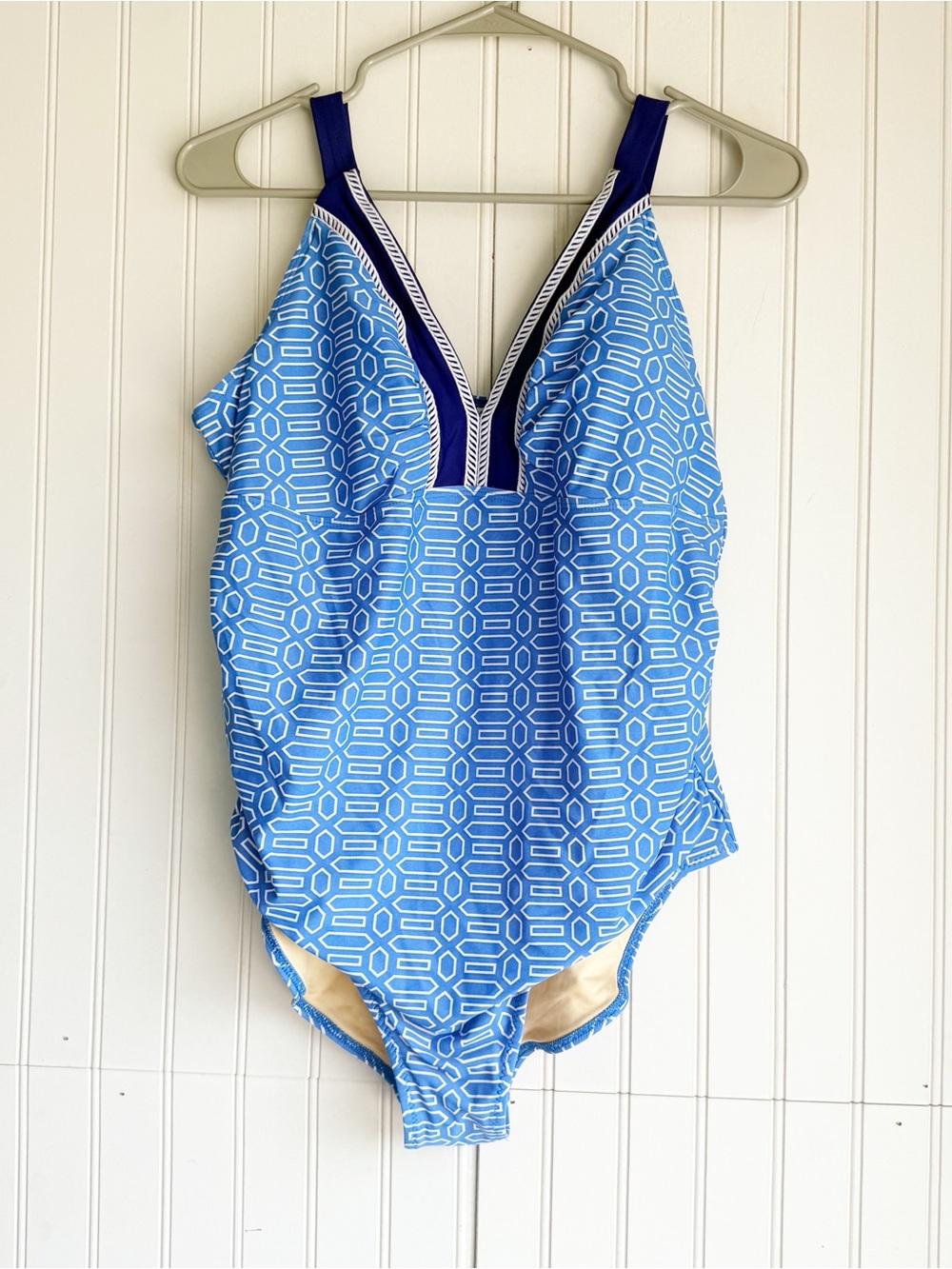 Talbots X Cabana Life Size L Embroidered One Piece Swimsuit In sapphire Blue NEW - Picture 3 of 8